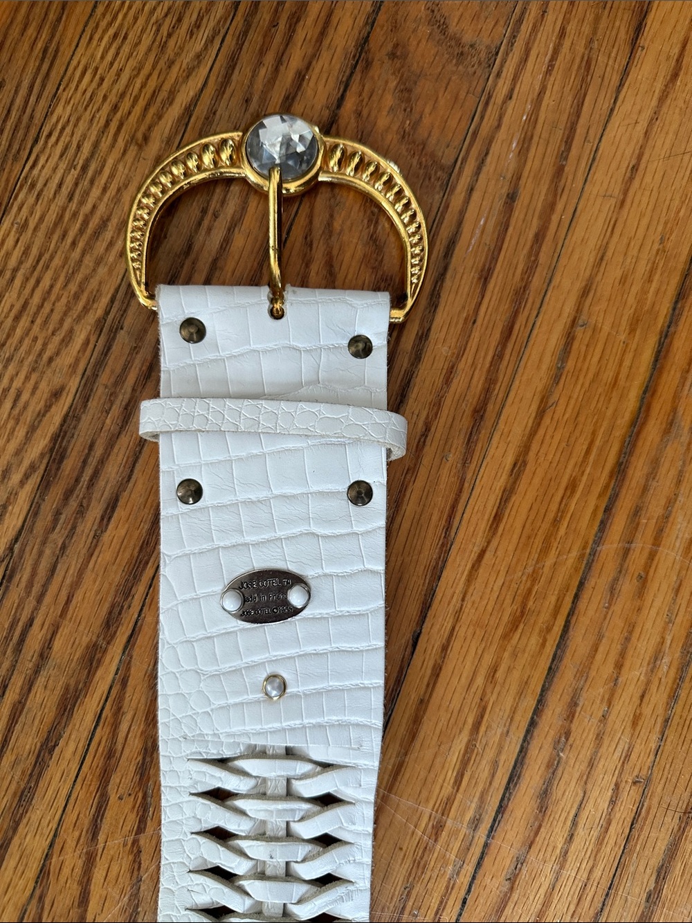 VTG Jose Cotel White Animal Print Leather Women's Belt